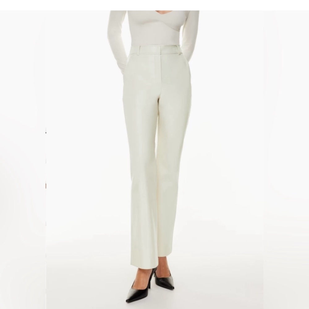 Aritzia Babaton leather pants high rise bootcut matte pearl size 4